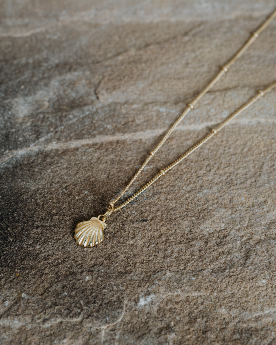 Gold plated shell necklace discount