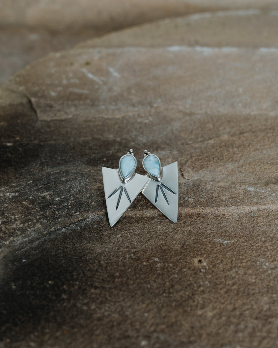 Triangle Larimar Earrings Silver