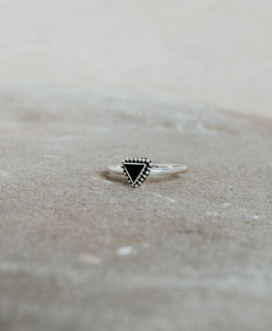 Black Triangle Ring Silver