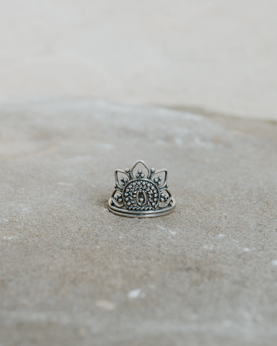 Crown Mandala Ring Silver