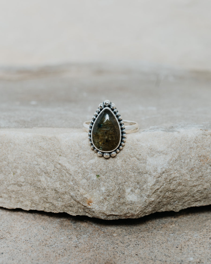Green Clara Ring Silver