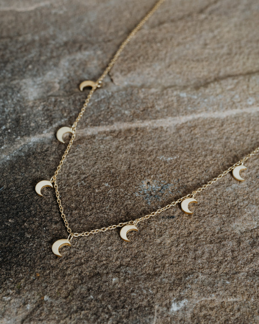 Moon Hipster Necklace Gold