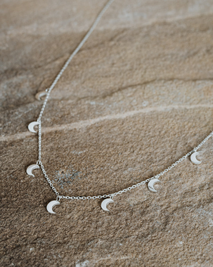 Moon Hipster Necklace Silver