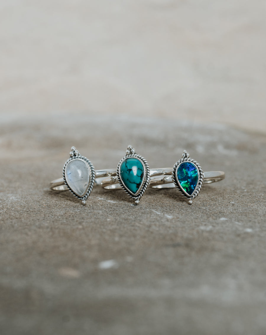 Turquoise Leaf Ring Silver