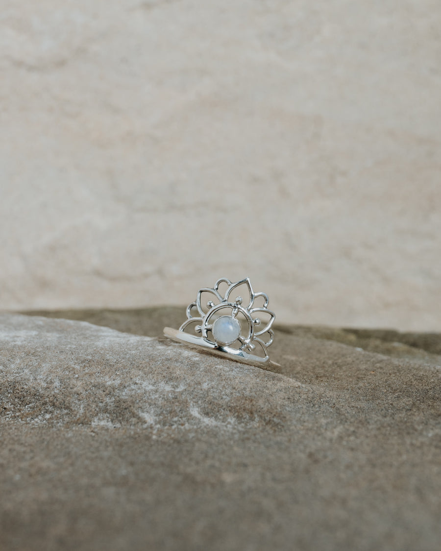 Moonstone Mandala Ring Silver