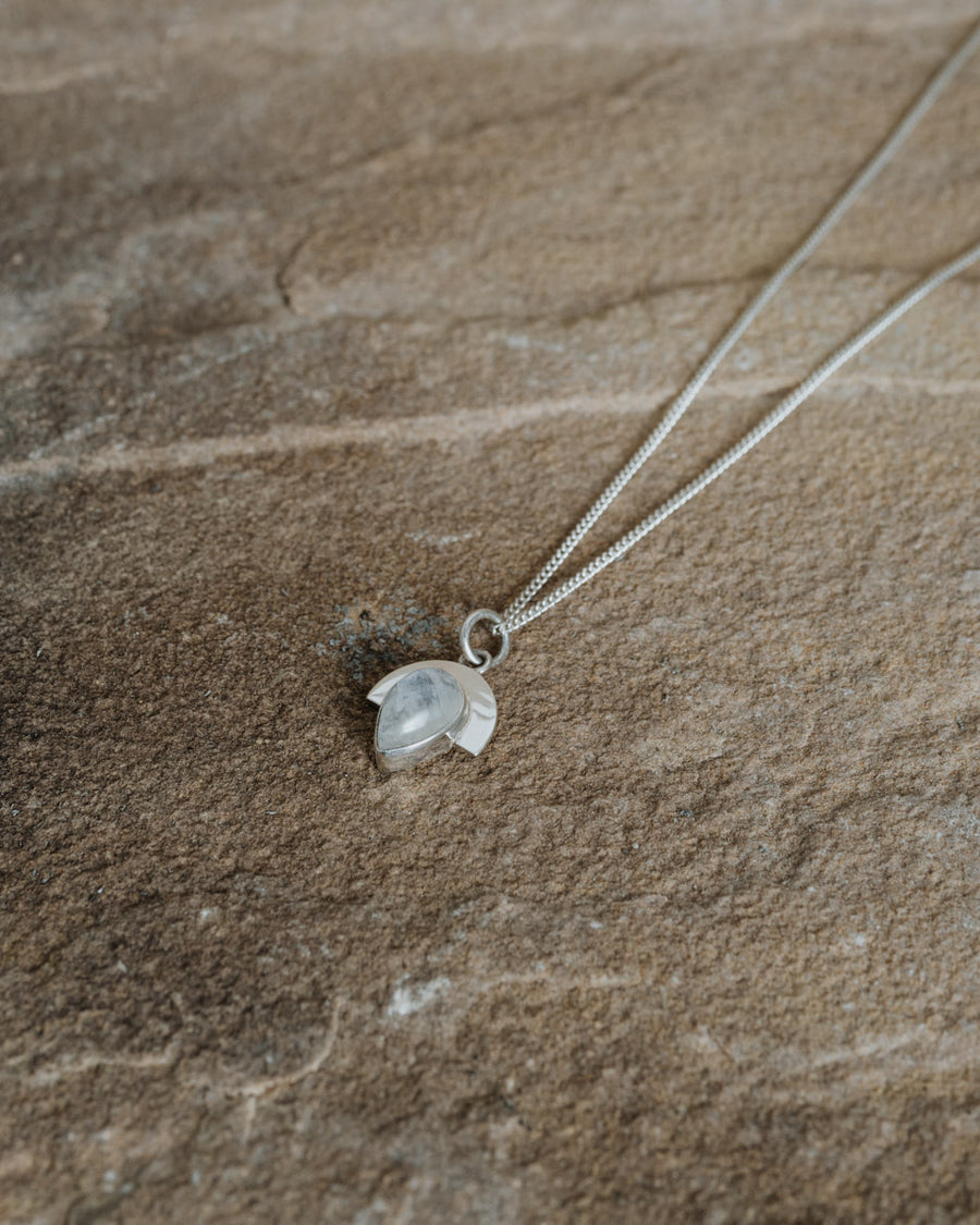 Moonstone Drop Necklace Silver