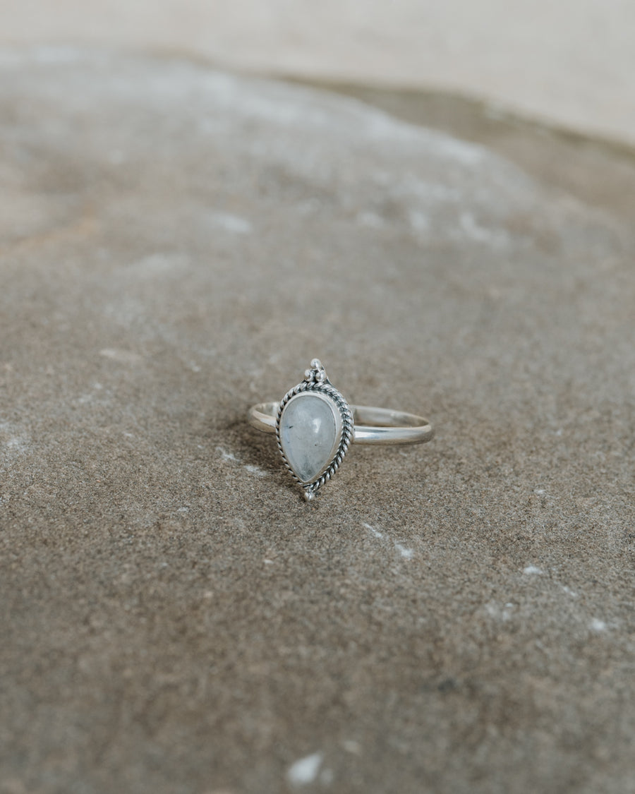 Moonstone Leaf Ring Silver