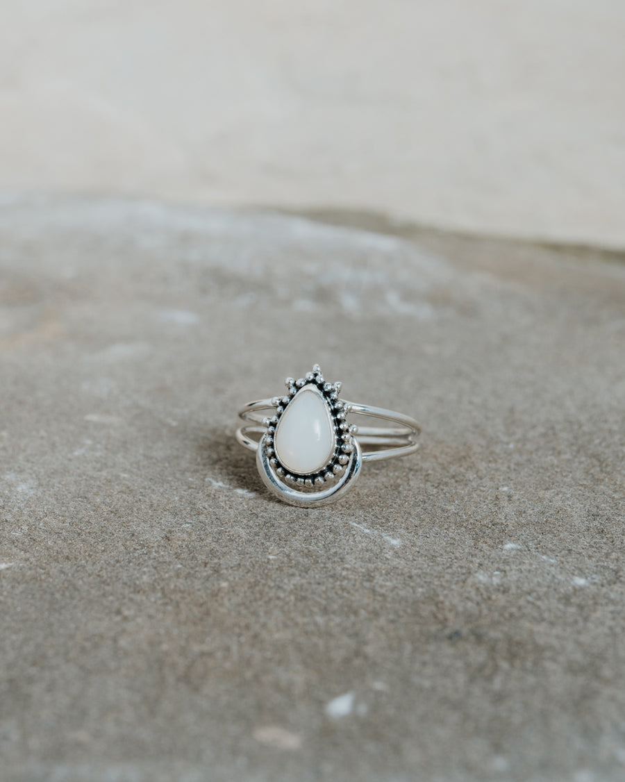 Opal Moon Ring Silver