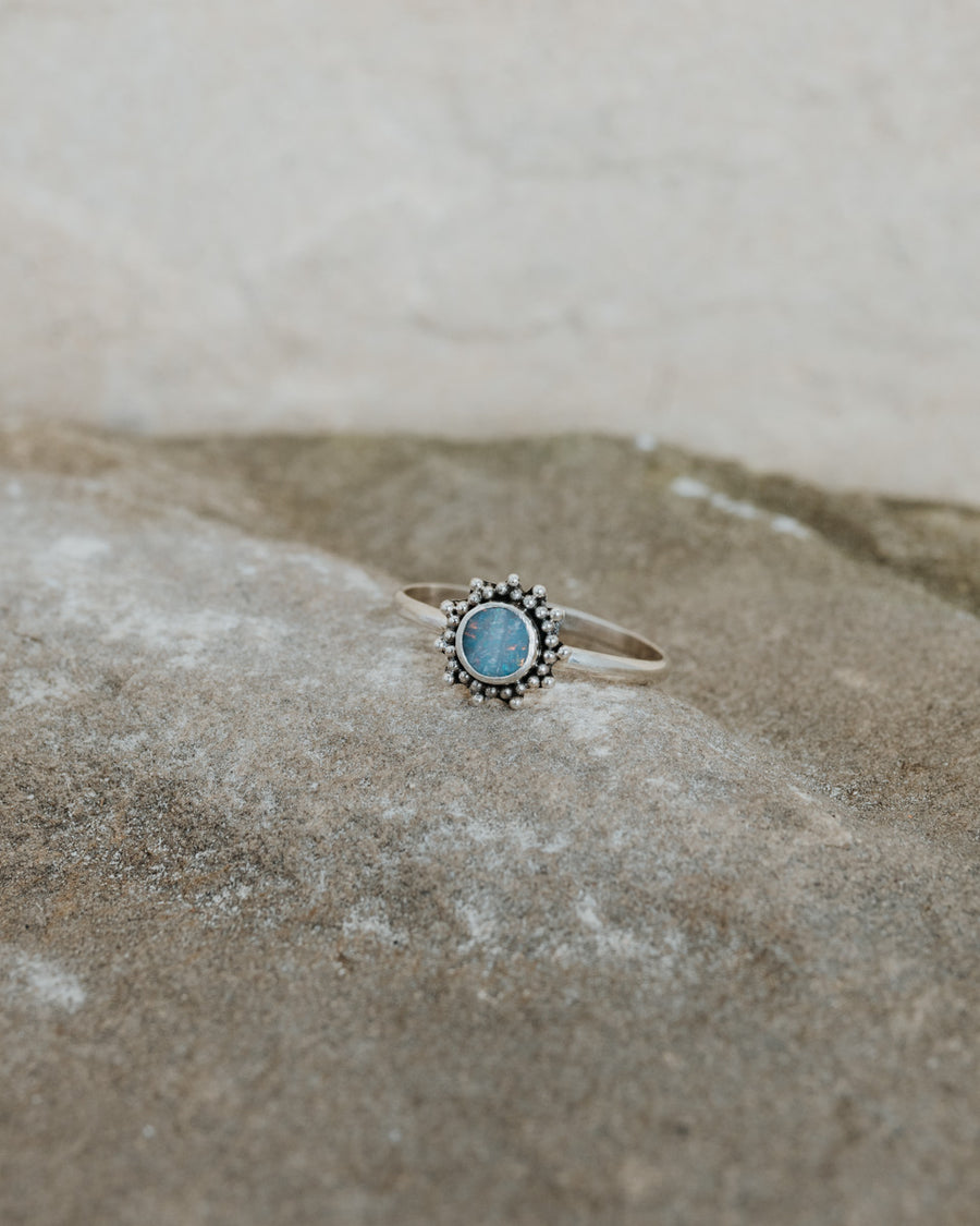 Opal Sun Ring Silver