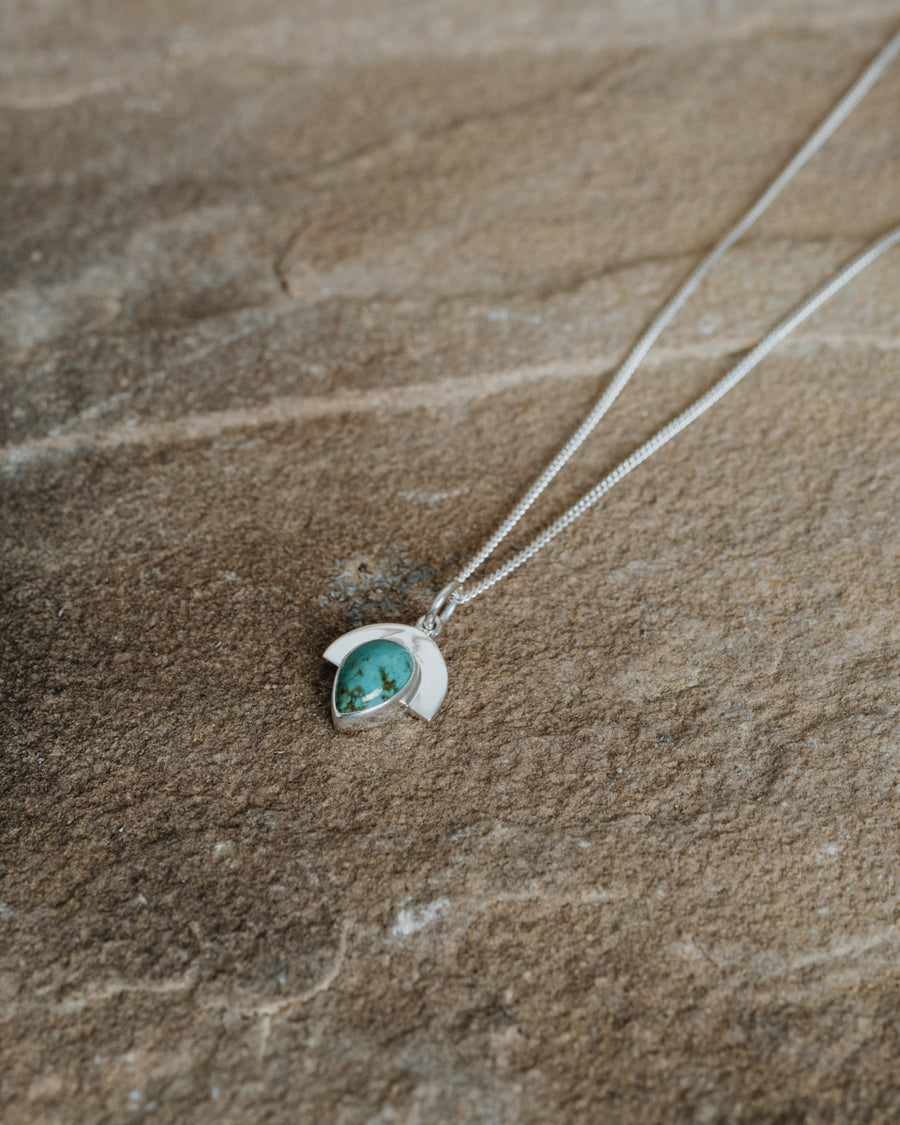 Turquoise Drop Necklace Silver